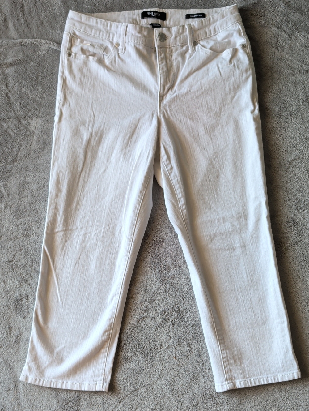 Nine West White Straight-Leg Cropped Pants